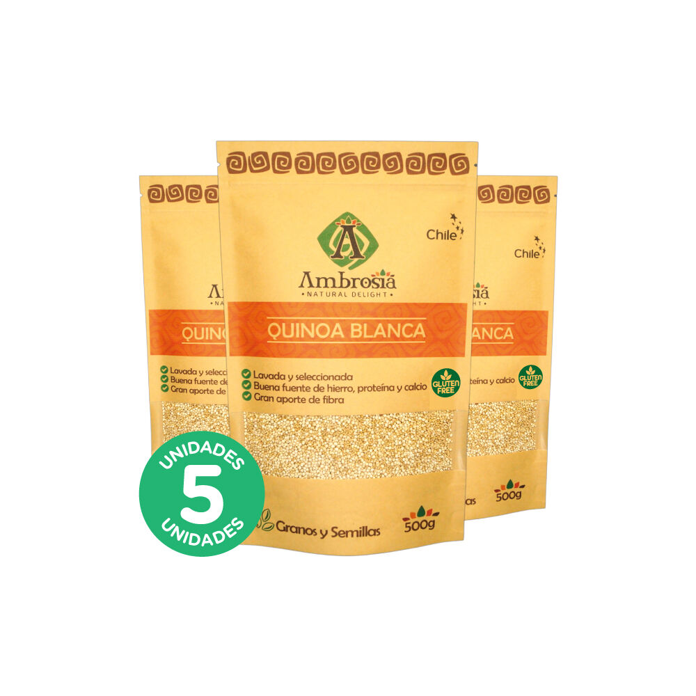 Pack 5, Quinoa Blanca Libre De Gluten Y Vegana 500gr image number 0.0