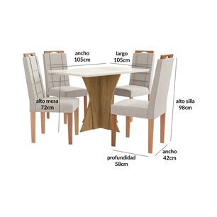 Juego De Comedor Yardas Monza / 4 Sillas