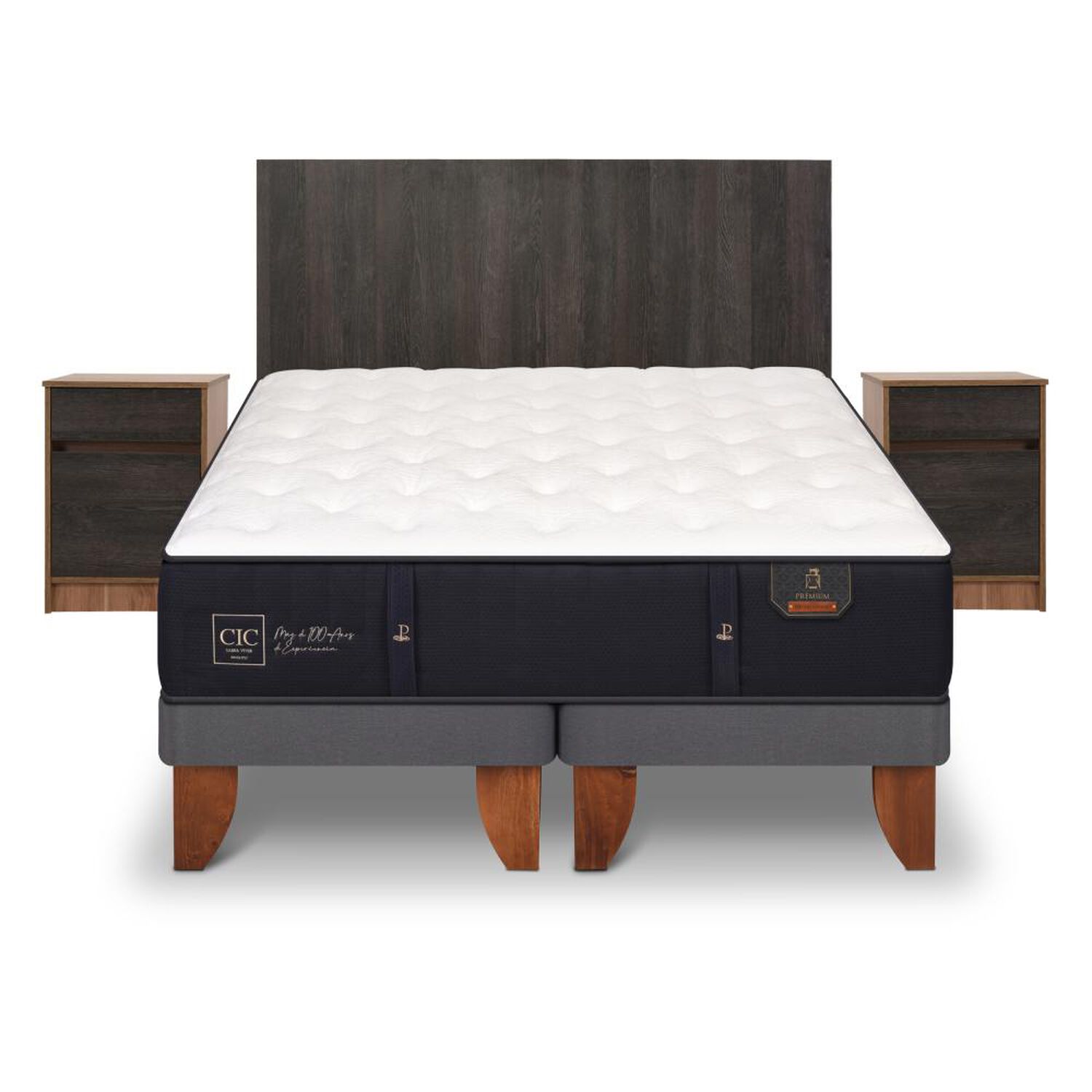 Cama Europea Cic Premium / King / Base Dividida + Set De Maderas image number 0.0