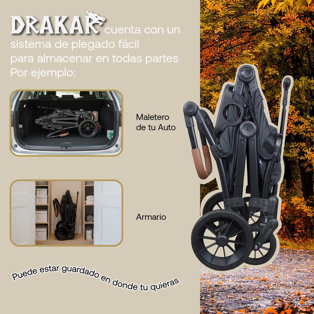 Coche Y Carro De Paseo Doble Wagon Drakar Negro image number 4.0
