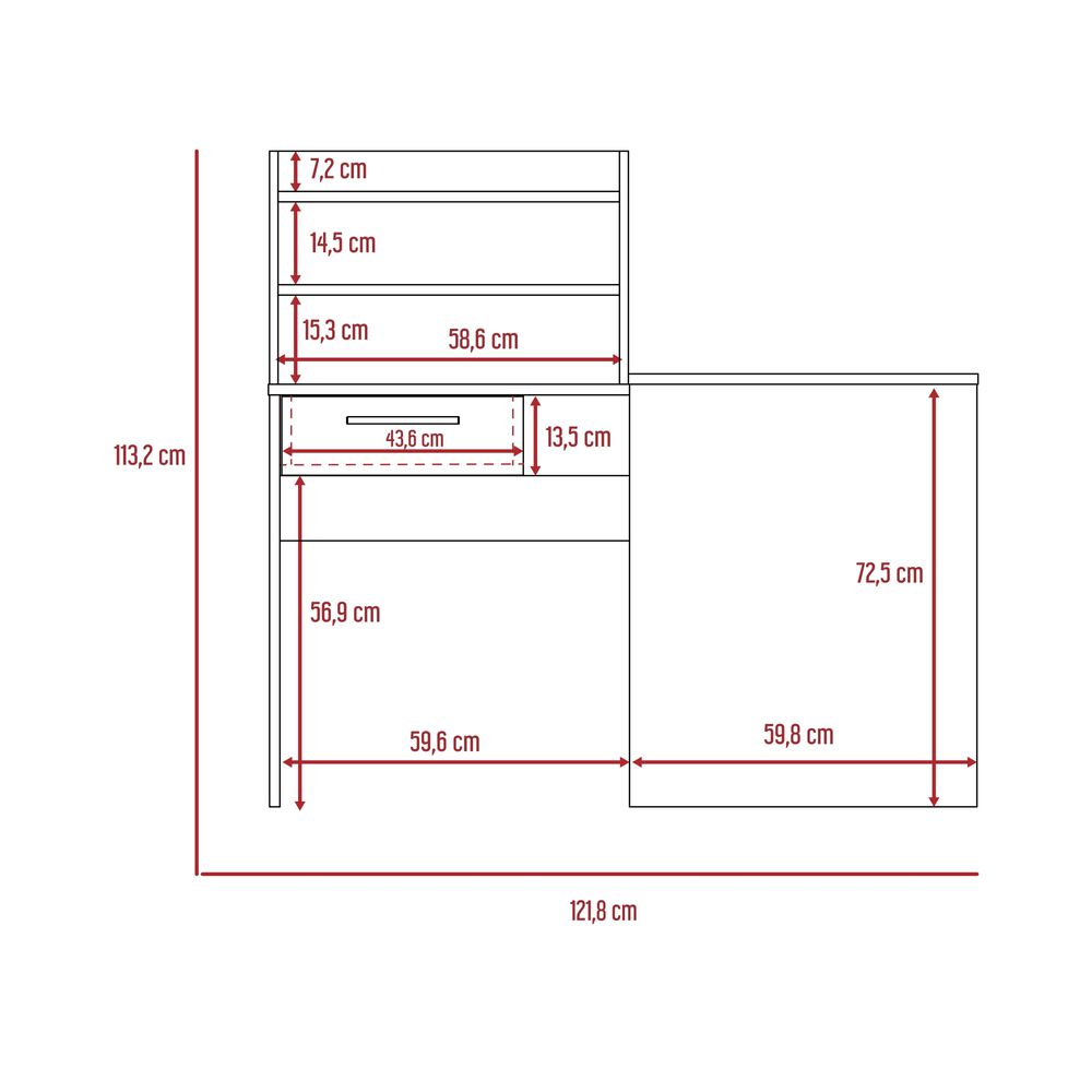 Escritorio En L 1 Cajon Y Estantes Fm-002c Caf&eacute; Claro Y Negro image number 7.0