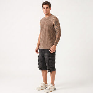 Polera Sin Mangas Musculosa Acid Wash Hombre