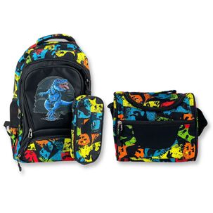 Pack Mochila Lonchera 45cm Juvenil Y Escolar Yellow Dinosaur