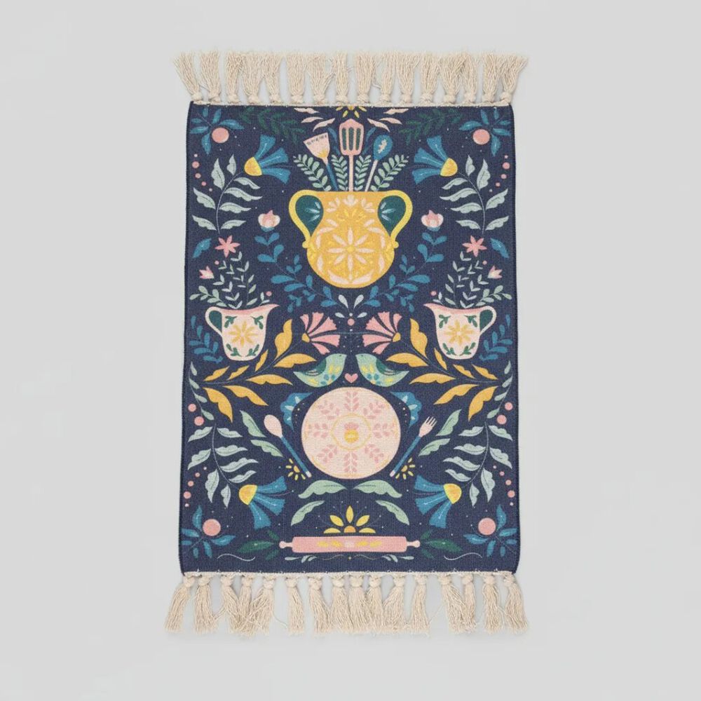 Alfombra Kilim Tejida Azul 60x90cm - Dise&ntilde;o Macetero image number 2.0