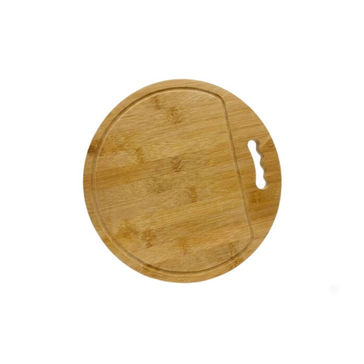 Tabla Picar Bamb&uacute; Natural Ovalada Antideslizante Cocina 28x28cm image number 0.0