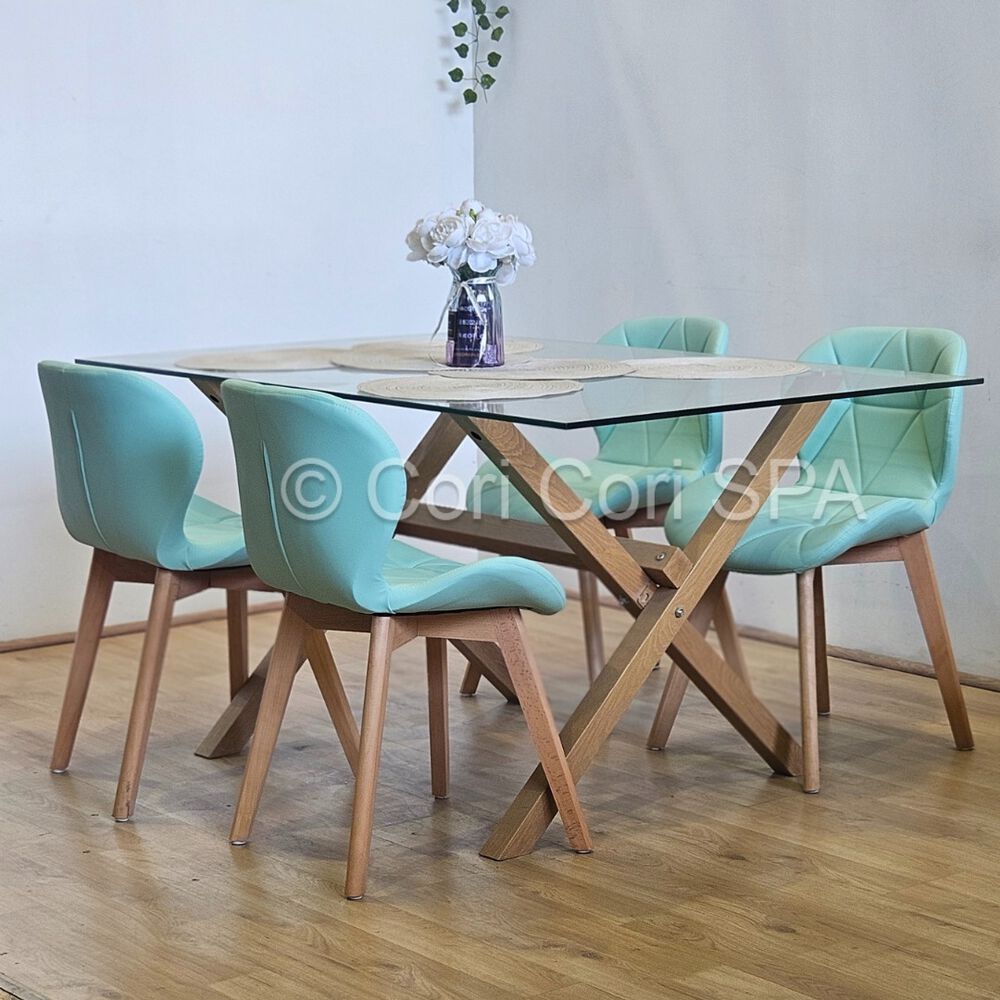 Comedor Medlock 140x90cms + 4 Sillas Mariposa Ecocuero Wood image number 1.0
