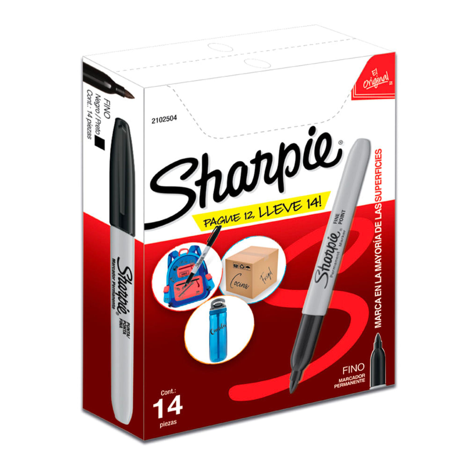Sharpie Caja 14 Marcadores Permanentes Punta Fina Negro image number 0.0
