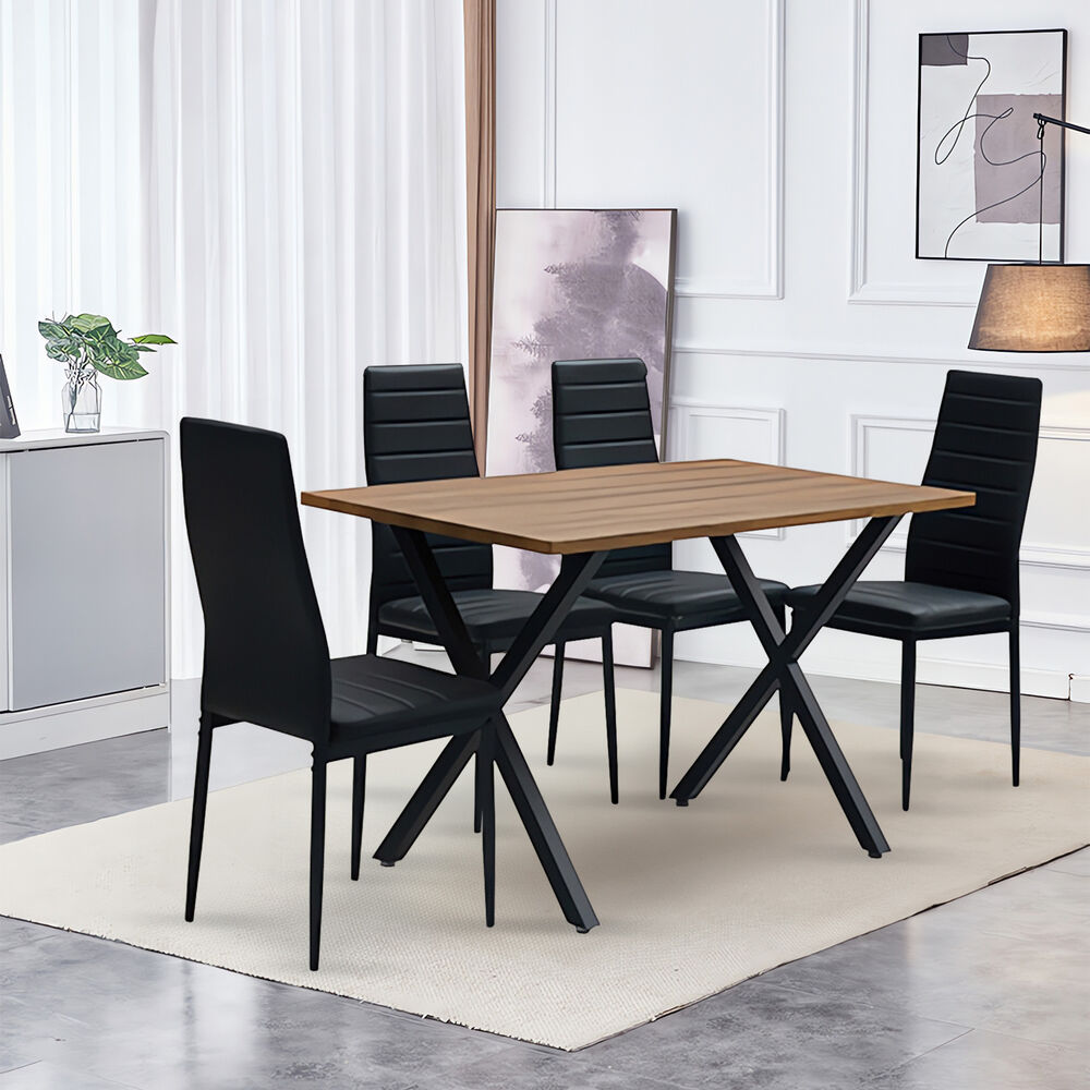 Comedor Bristol Mesa 70x75x120 4 Sillas Pu Negro image number 5.0