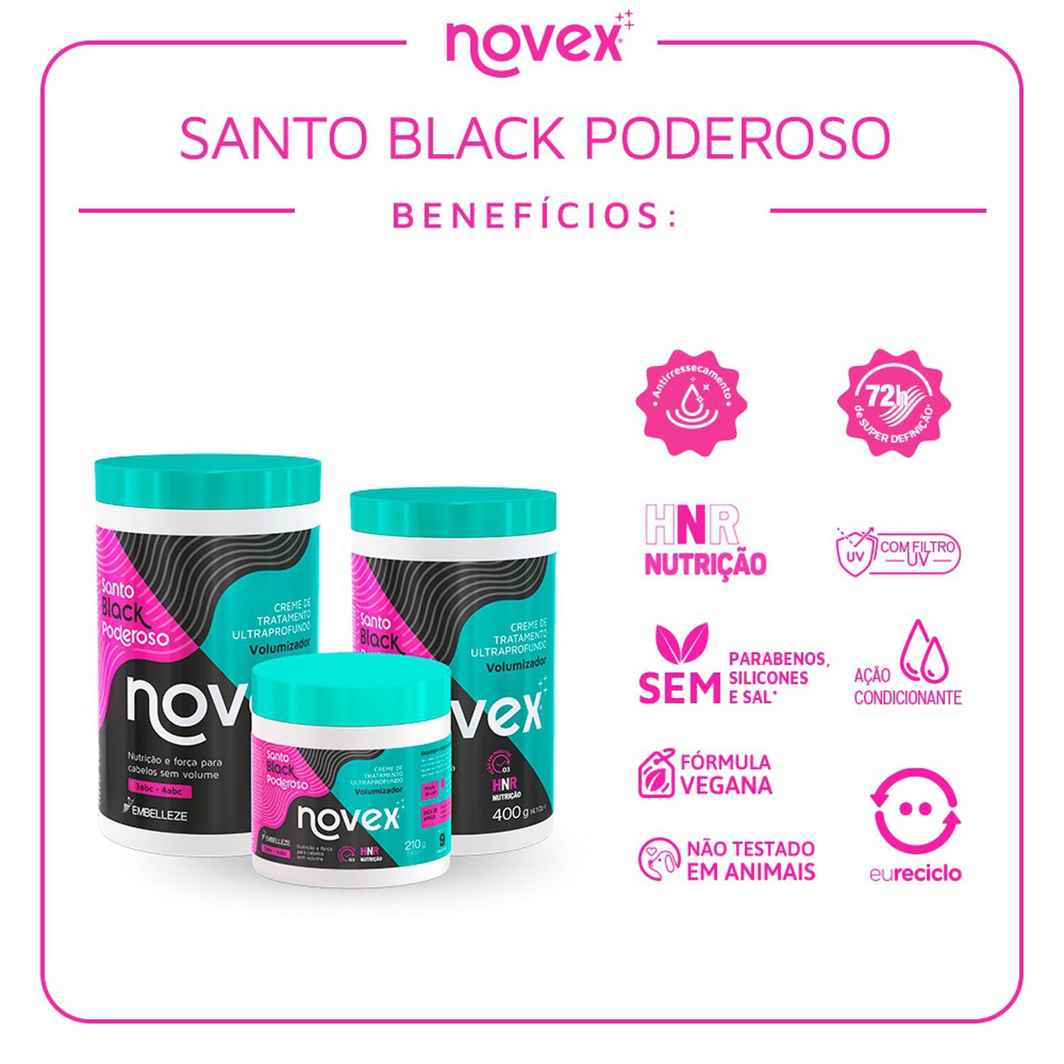 Crema De Tratamiento Santo Black Poderoso Novex 400g image number 2.0