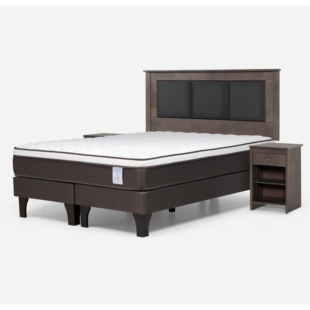 Cama Europea Rosen New Style 4 Plus / King / Base Dividida  + Set Maderas Rachel Gris image number 1.0