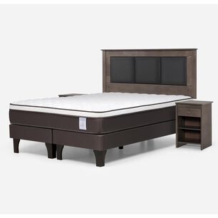 Cama Europea Rosen New Style 4 Plus / King / Base Dividida  + Set Maderas Rachel Gris
