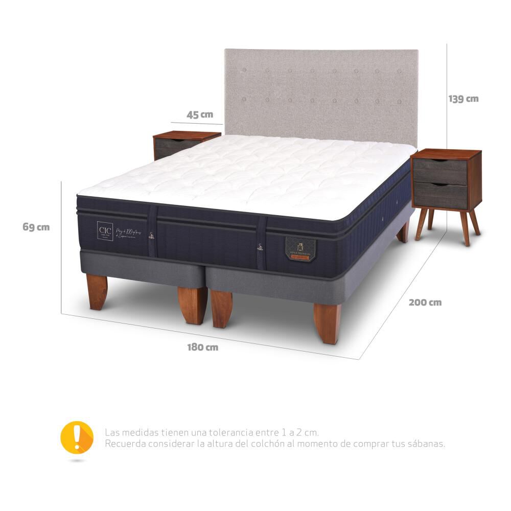 Cama Europea Cic Super Premium / King / Base Dividida + Set De Maderas image number 4.0