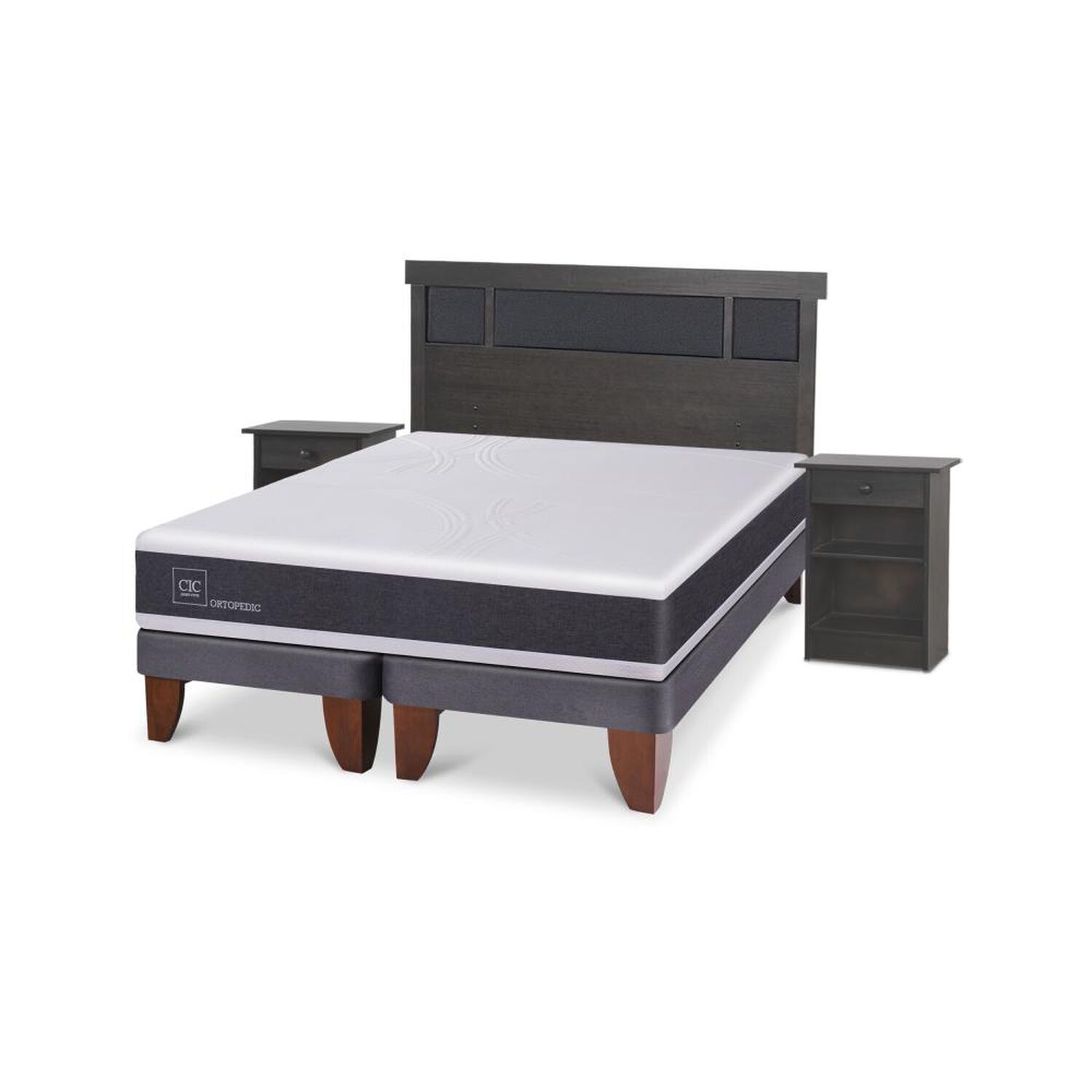 Cama Europea Cic Ortopedic / 2 Plazas / Base Dividida + Set De Maderas image number 1.0