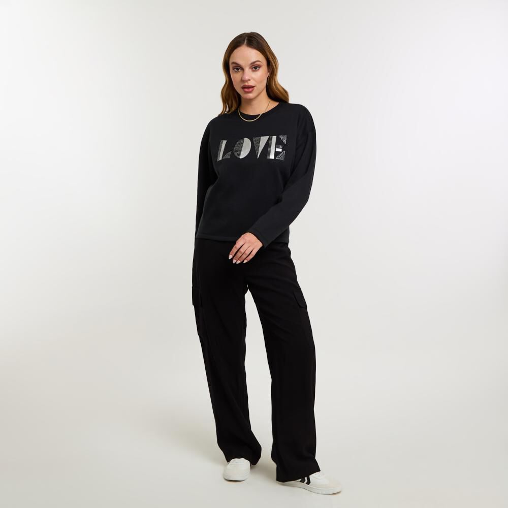 Polerón Estampado Aplicación Folia Y Strass Cuello Redondo Mujer Kimera image number 1.0