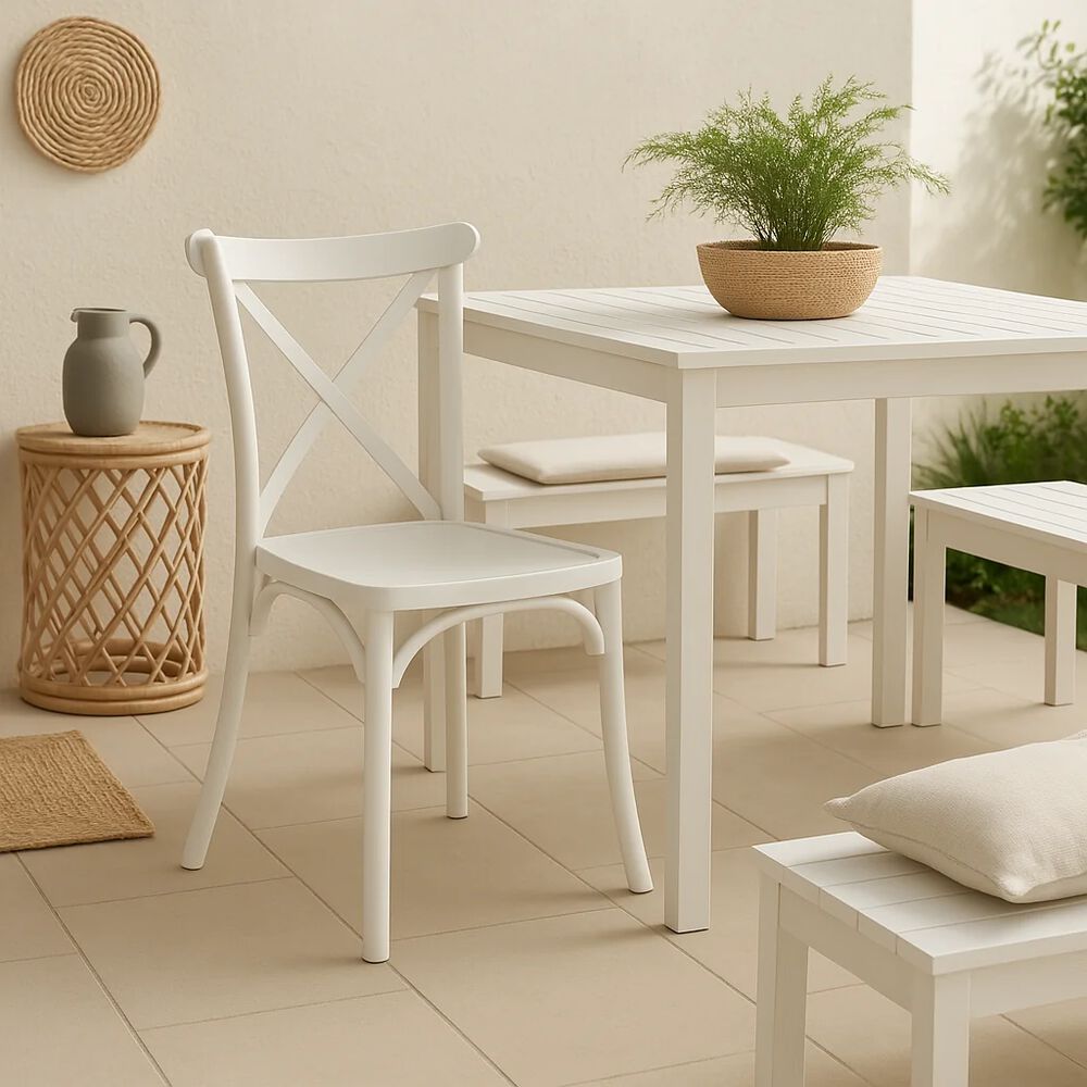 Silla Crossback Danubio De Terraza Exterior O Comedor - Blanca image number 2.0