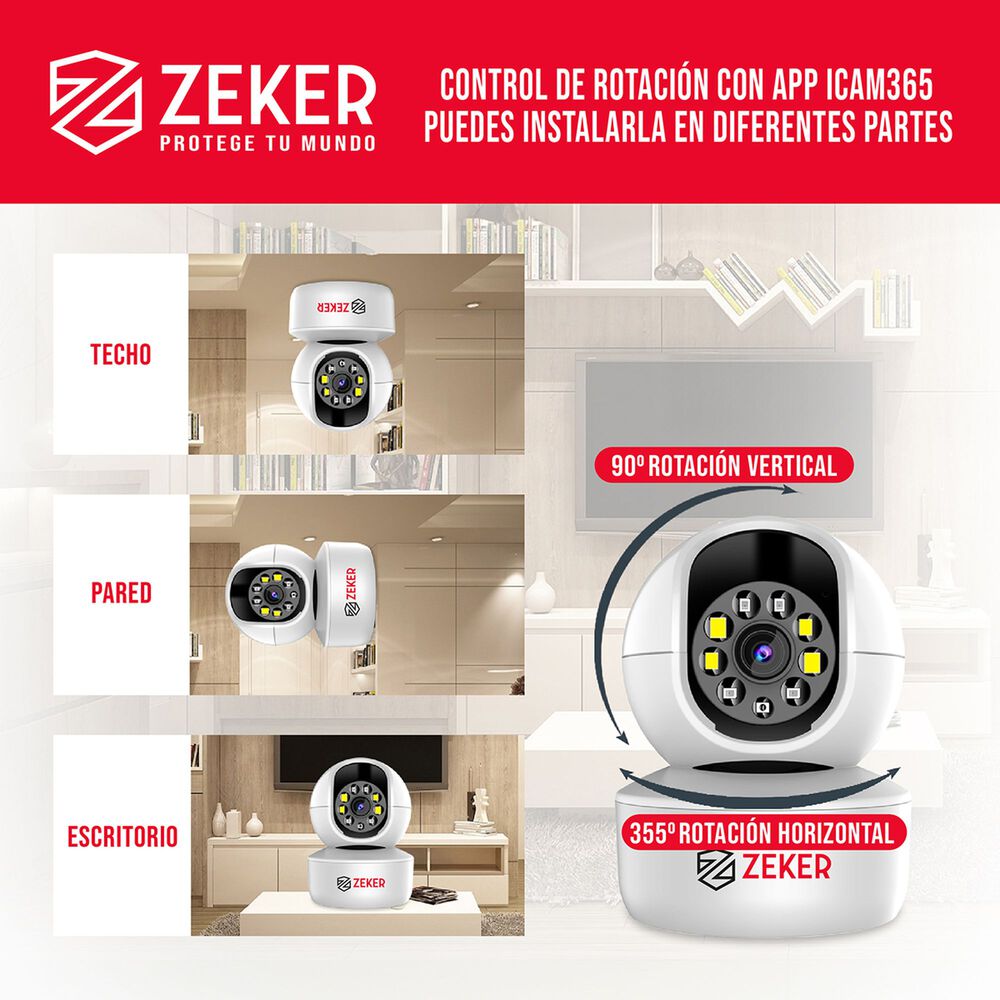 Pack X3 C&aacute;mara De Seguridad Interior Wifi Ip Zeker 2mp 5g image number 3.0
