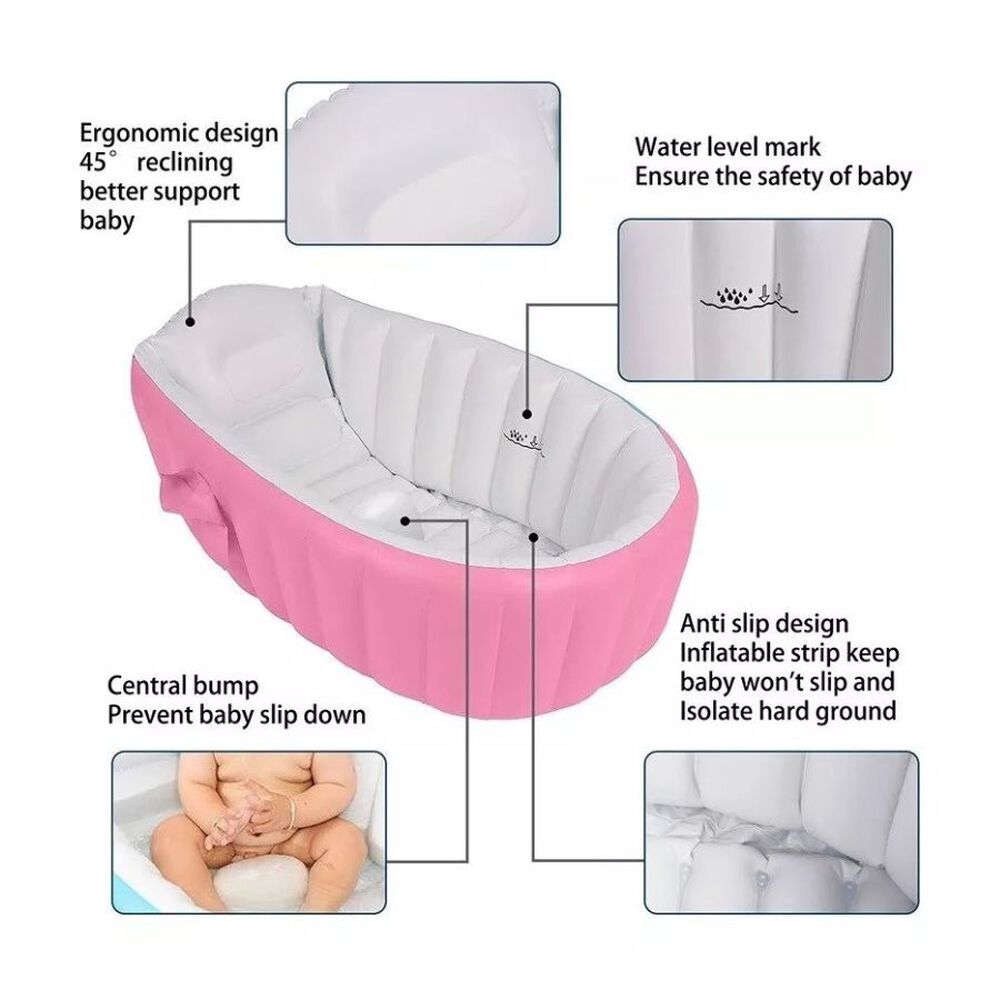 Bañera Inflable Plegable Para Bebé Con Antideslizante Ducha image number 4.0