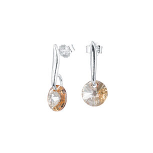 Aros Punto De Luz Plata Italiana 925 Y Cristal Genuino Golden Shadow