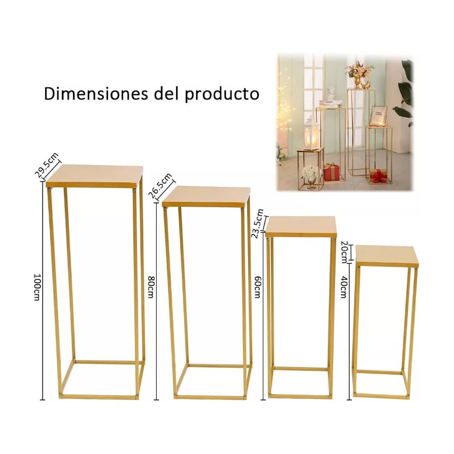 Mesas Candy Bar Decoracion 4 Pzs Estructura Metalicas Fiesta image number 3.0