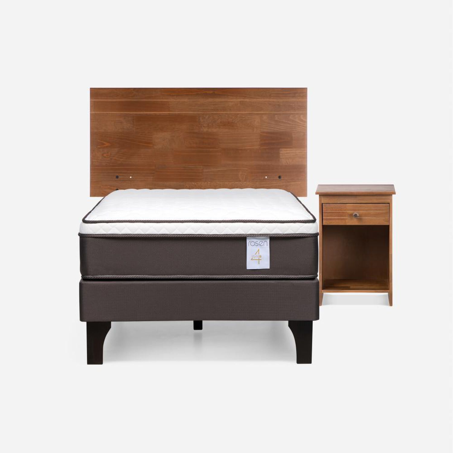 Cama Europea Rosen New Style 4 Plus / 1.5 Plazas / Base Normal + Set de Maderas Tabor Caramelo image number 0.0