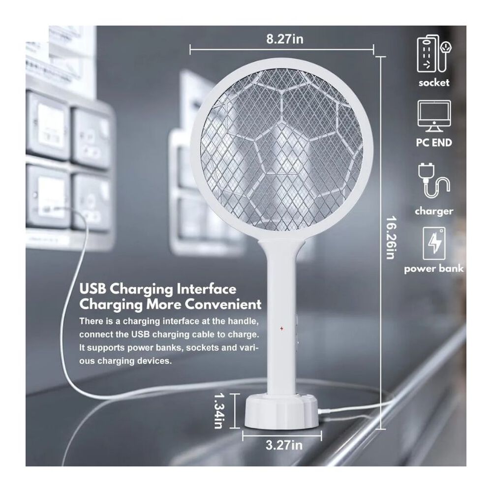 Raqueta El&eacute;ctrica Para Mosquitos 2 En 1 image number 4.0