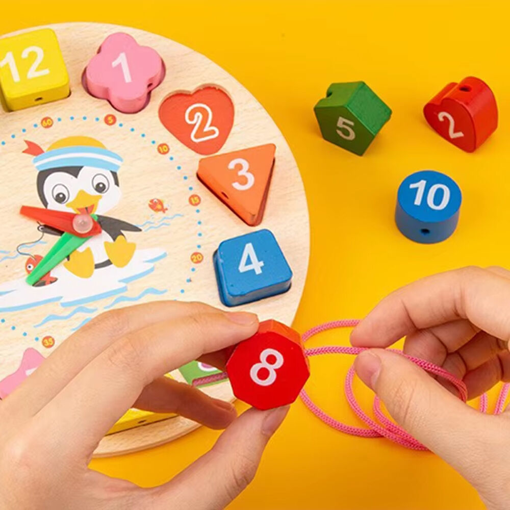 Reloj Didactico Juego Puzzle Encaje De Madera Formas Colores image number 2.0