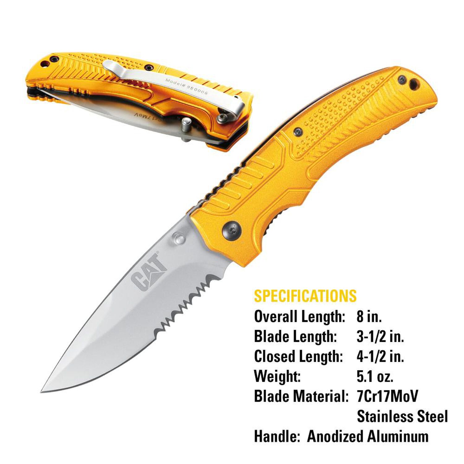 Cuchillo Navaja Plegable Cat 980006 Punta Curva/dentada image number 2.0