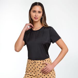 Blusa Regular Manga Corta Con Dobles Cuello Redondo Mujer Kimera
