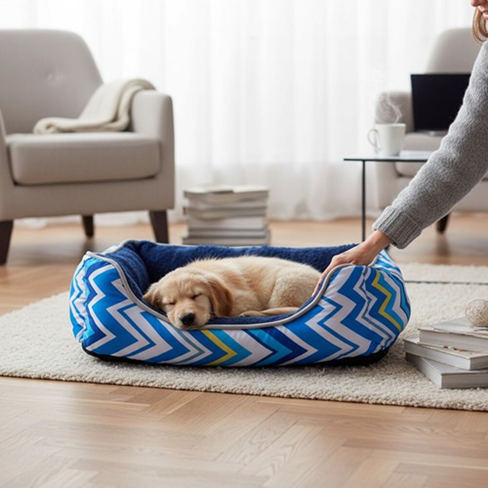 Cama Para Mascotas Espuma - Talla S (tricolor Azul) image number 0.0