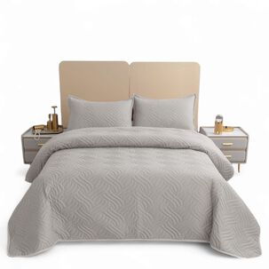 Quilt De Verano Para Cama Colcha King 250cm X 270cm Cubrecama Color Gris Claro