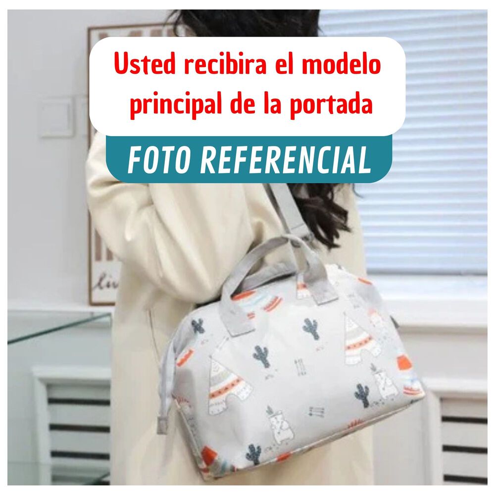 Bolso Maternal Panales Oxford 31cm Panalera Portatil Multifuncional Estampada Light Gray Bear image number 1.0