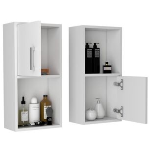 Mueble Organizador Ba&ntilde;o Con 1 Puerta X2 Unidades Fm-001b - Blanco