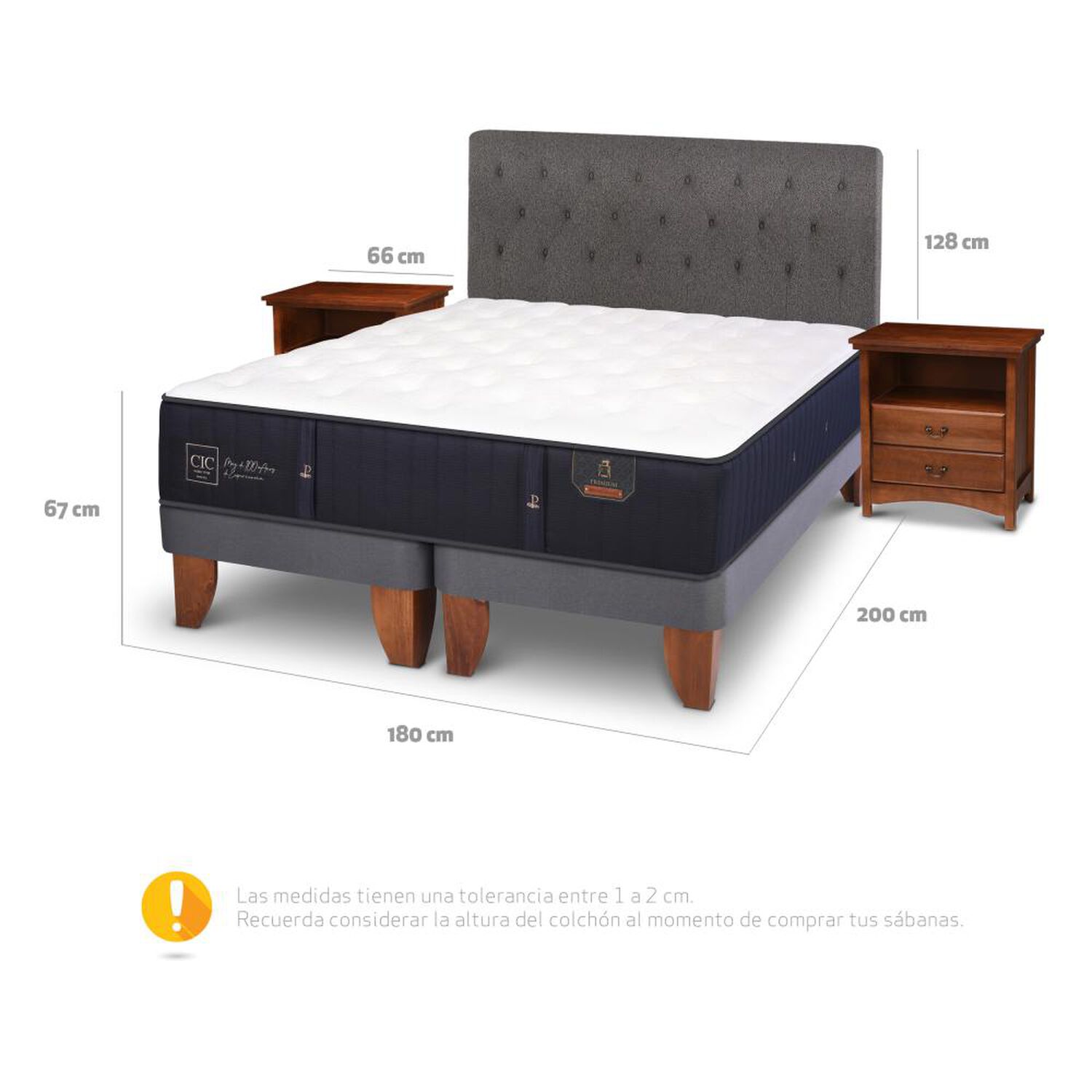 Cama Europea Cic Premium / King / Base Dividida + Set De Maderas image number 4.0