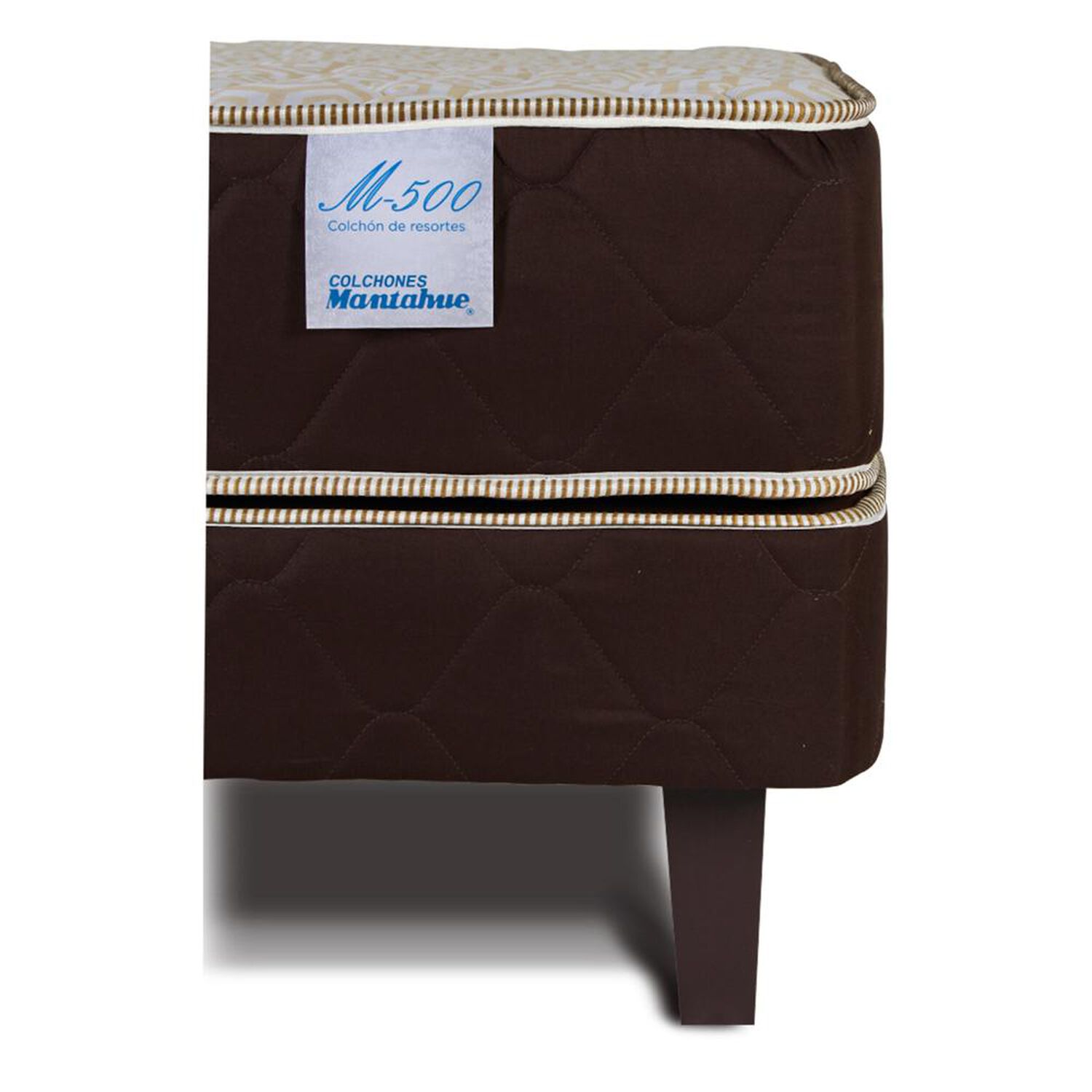Cama Europea Mantahue M 500 / 2 Plazas / Base Normal  + Set De Maderas + Textil image number 3.0