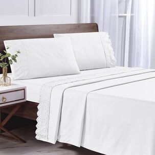 Sabana Andes Microfibra Broderie Blanco 2 Plaza