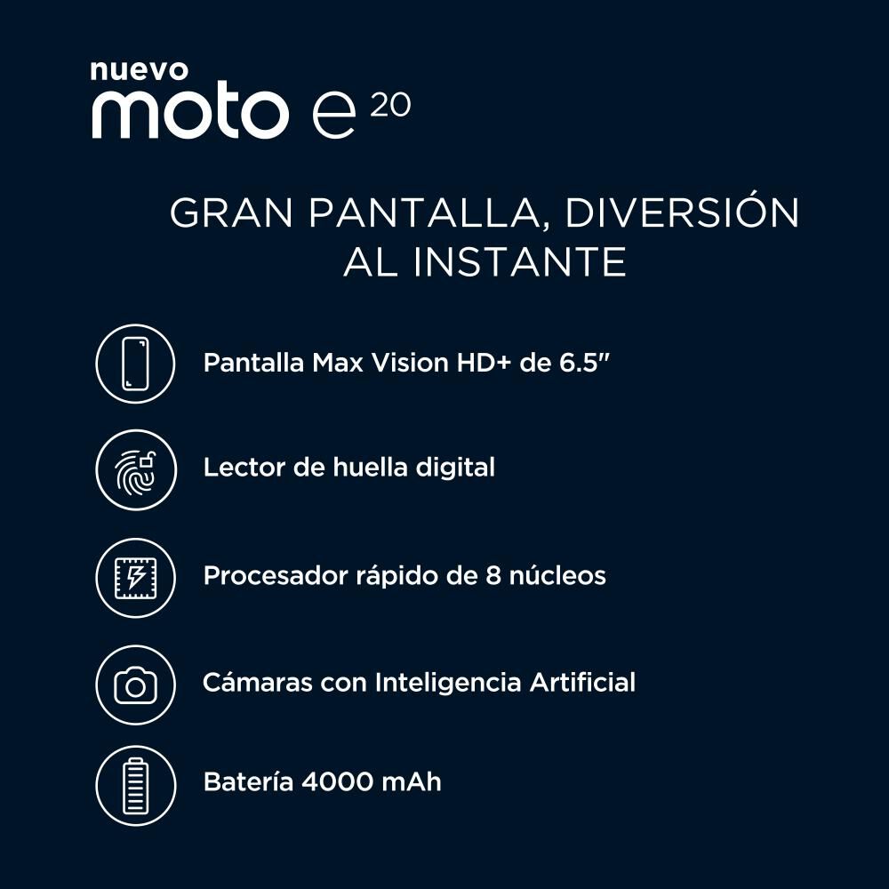 Smartphone Motorola Moto E20 / 32 GB / Claro image number 2.0