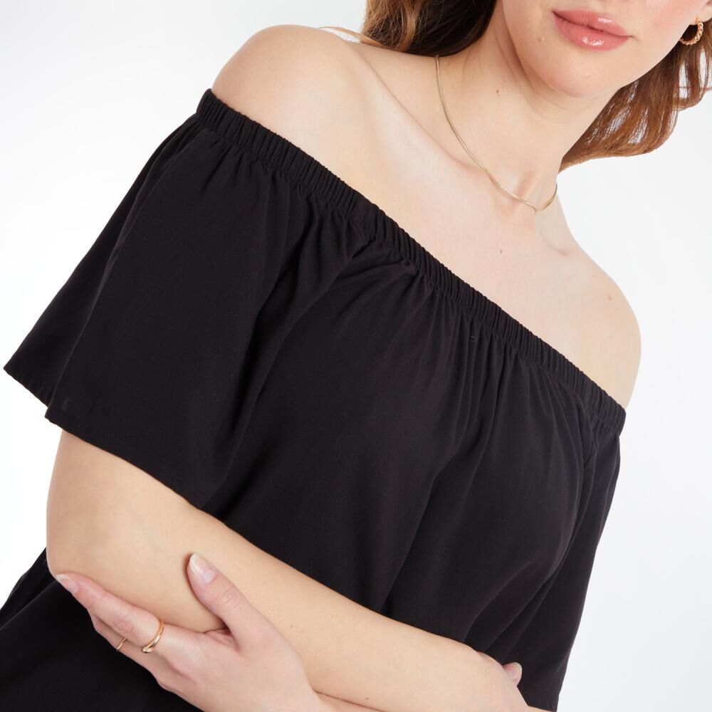 Blusa Lisa Campesina Manga Corta Cuello Redondo Mujer Geeps image number 4.0