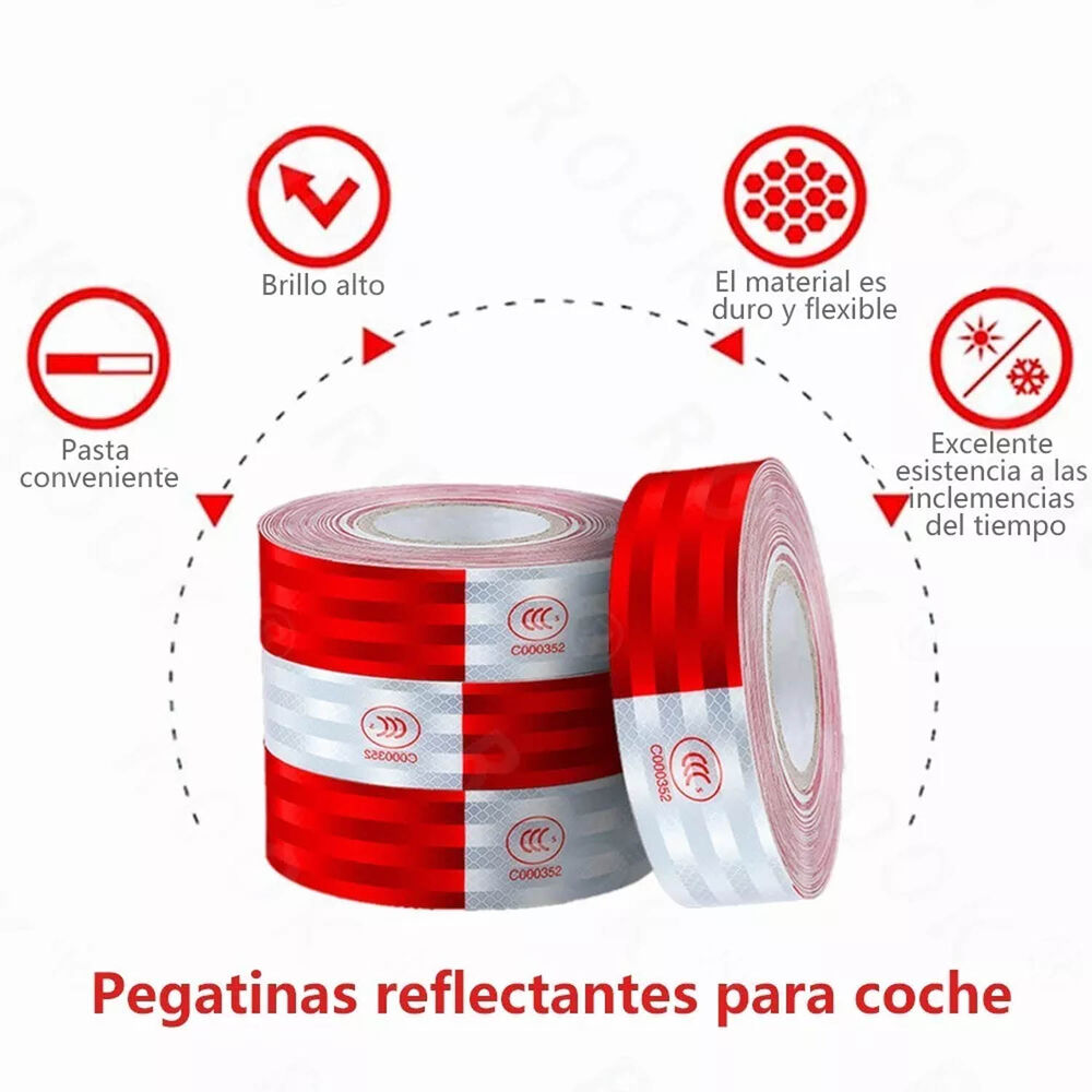 Rollo Cinta Reflectante Adhesiva Rojo Blanco 5cm X 30mts image number 1.0
