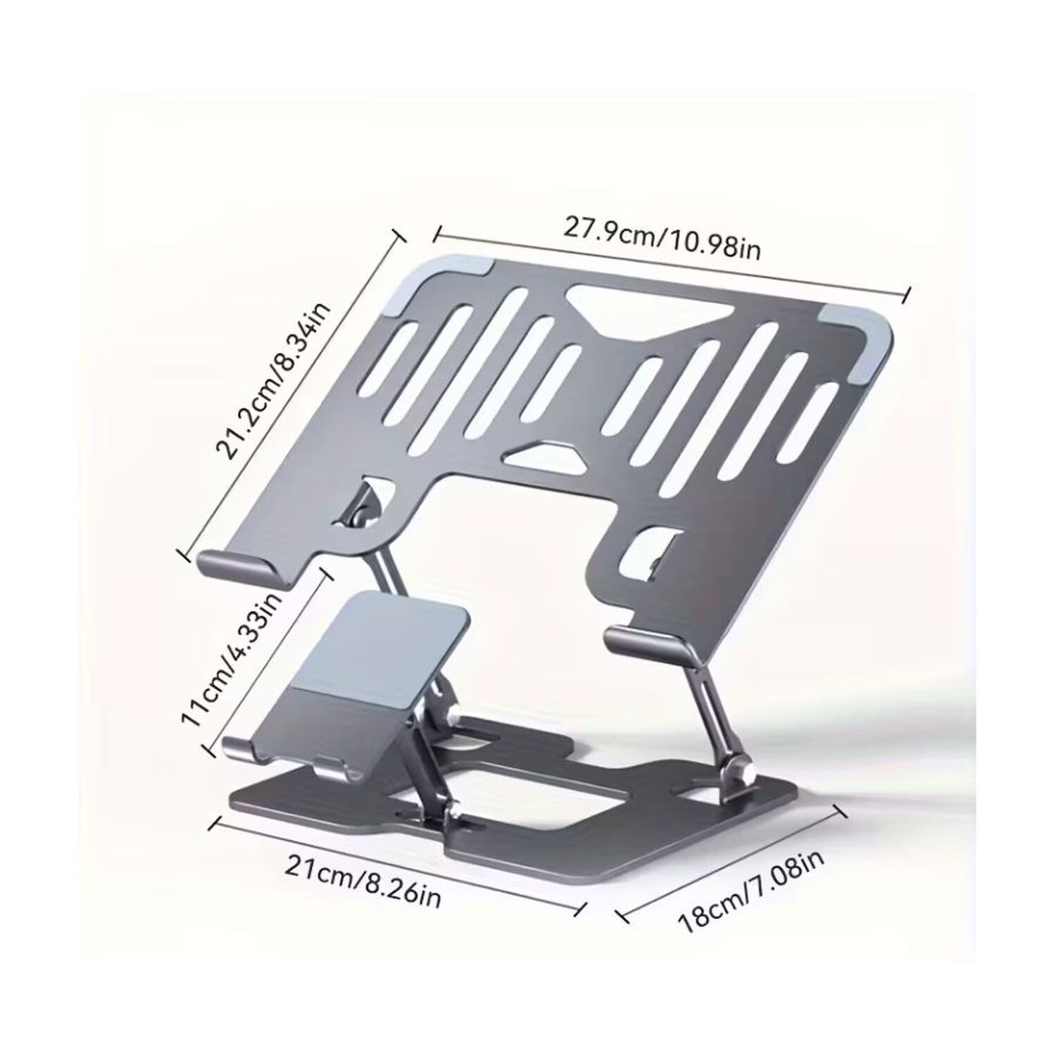 Soporte Ergon&oacute;mico De Aluminio Para Laptop Y Celular 2 En 1 image number 2.0