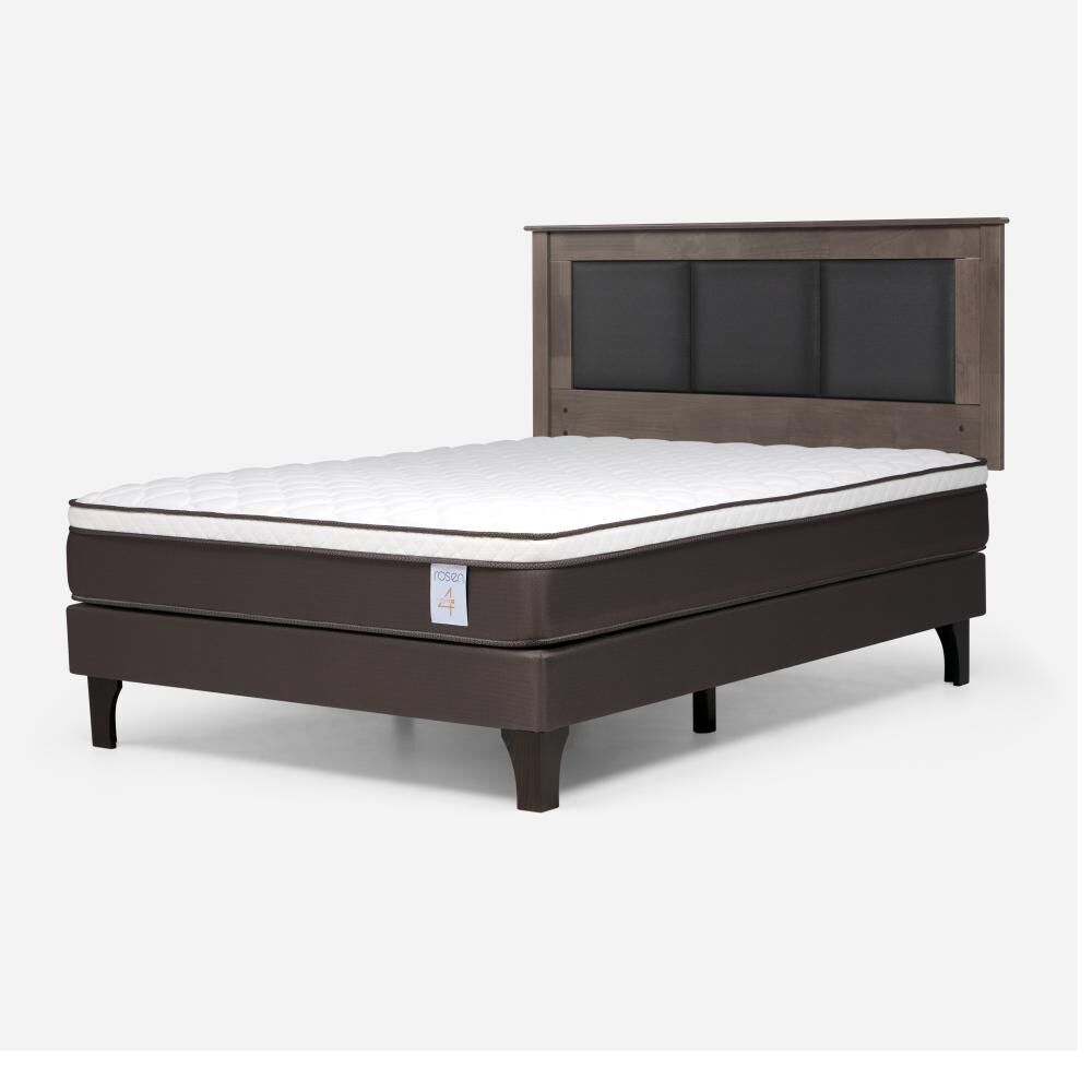 Cama Europea Rosen New Style 4 Plus / 2 Plazas / Base Normal  + Respaldo Rachel Gris image number 1.0