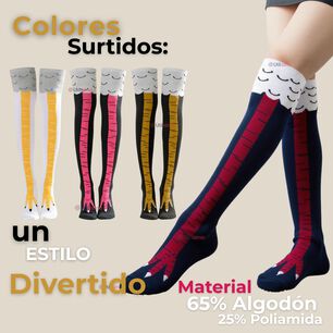 Pack 3 Calcetines Pata De Gallina Mujer Largos Colores Surtidos