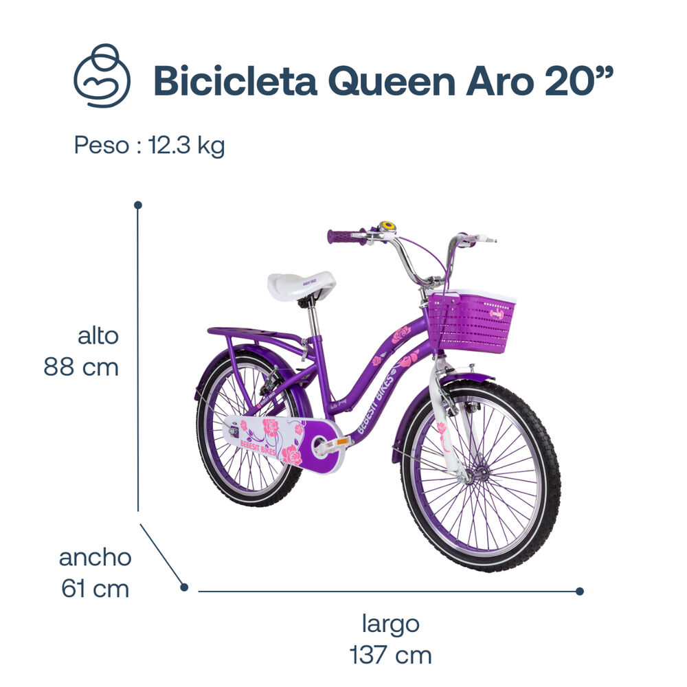 Bicicleta Infantil Queen Aro 20 Morada Bebesit image number 7.0