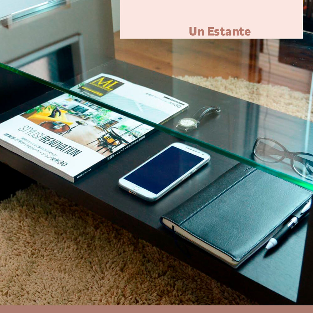 Mesa De Centro Moderna Madera Walnut Wood Vidrio image number 5.0