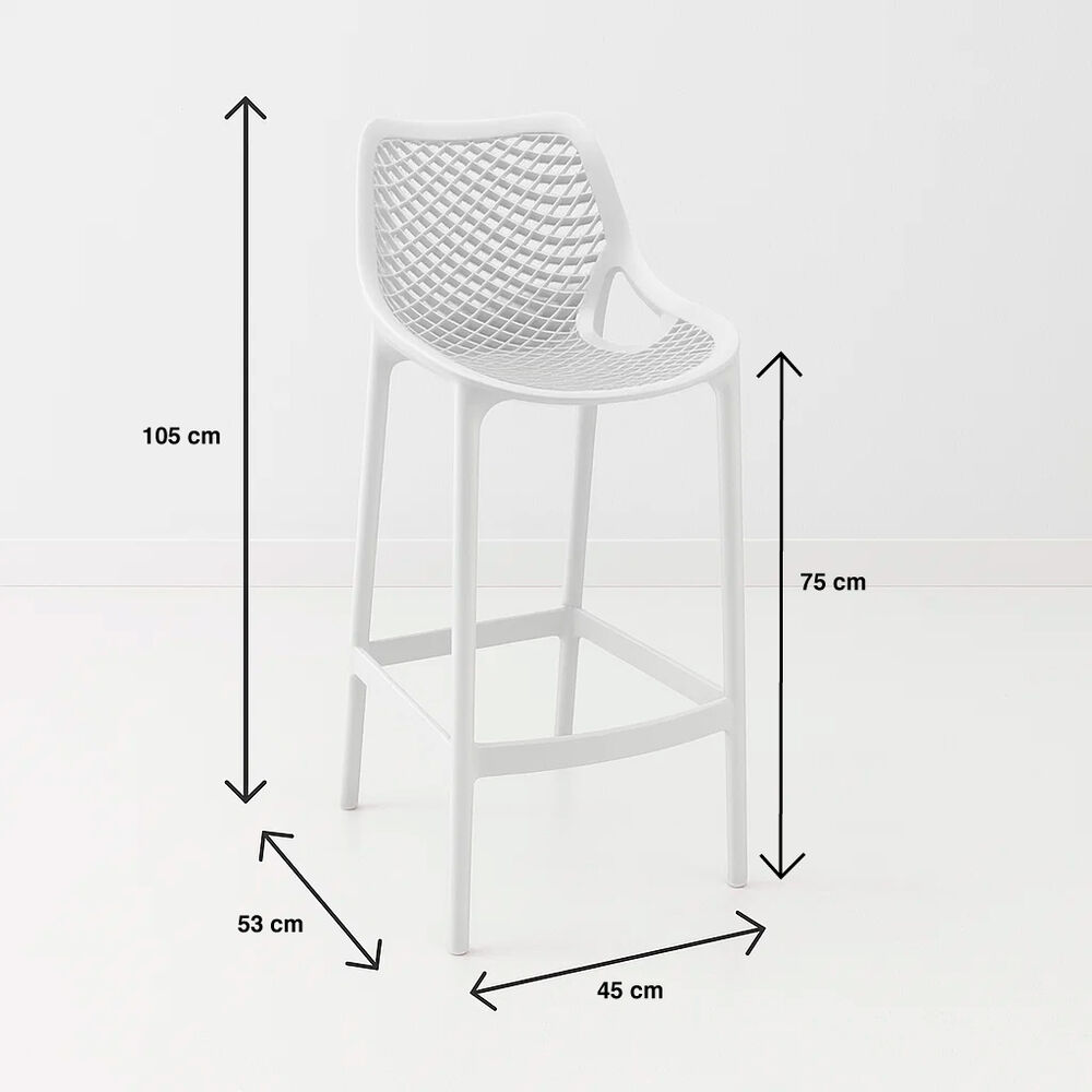 Taburete Piso De Bar Terraza Exterior Air Berlín - Blanco image number 7.0