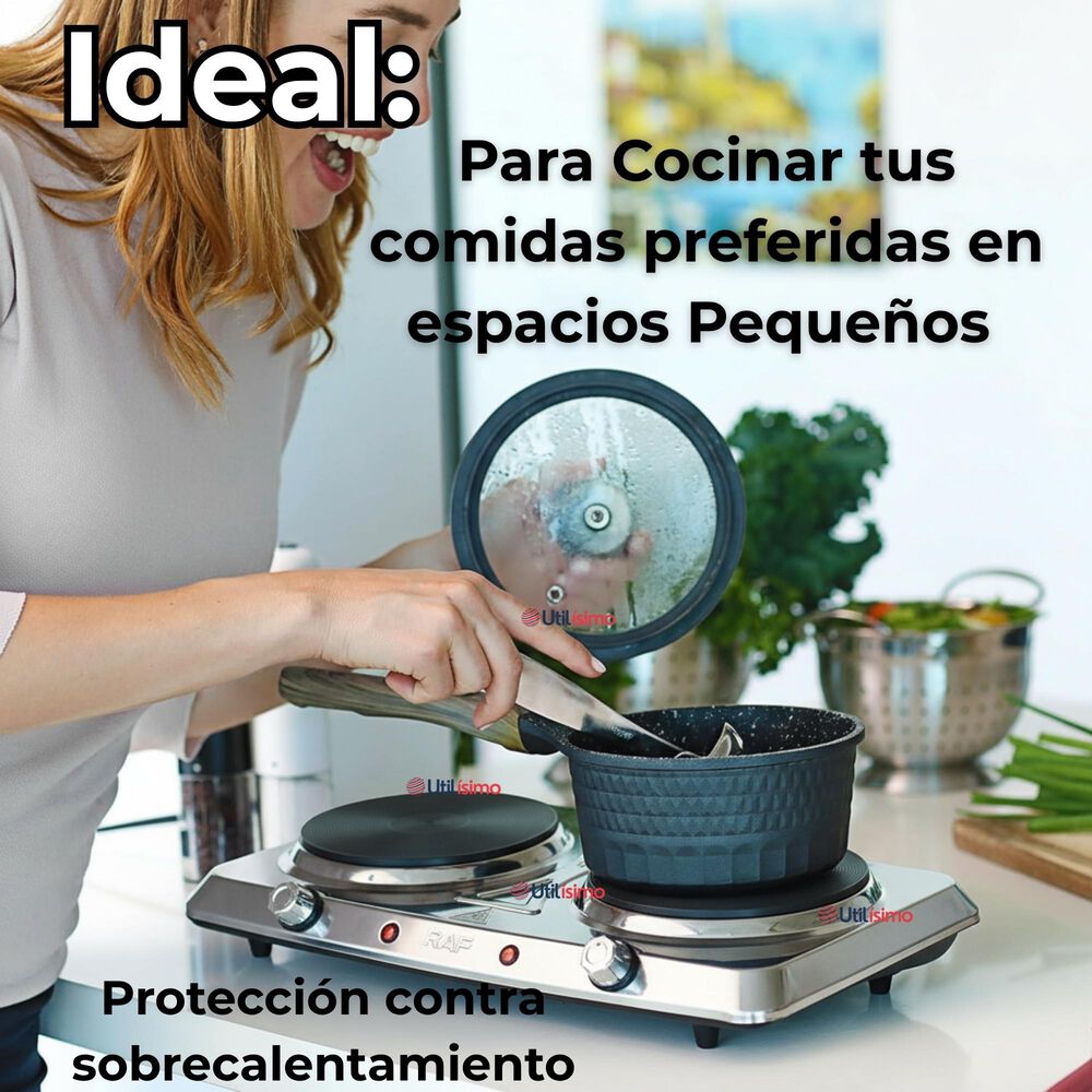 Cocina El&eacute;ctrica Port&aacute;til 2 Platos 2000w De Potencia Acero Inoxidable image number 5.0