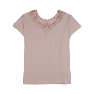 Polera Lisa Manga Corta Cuello Redondo Aplicaci&oacute;n Brodery Mujer Sexy Large