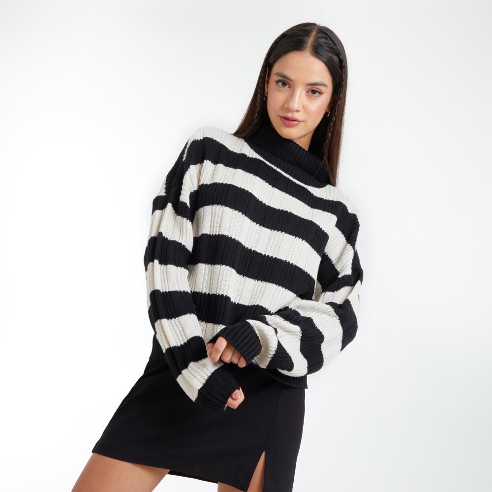 Sweater Listado Manga Larga Cuello Alto Beatle Mujer Freedom image number 0.0