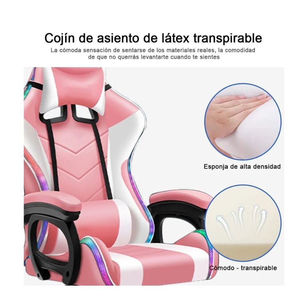 Silla De Escritorio Gamer Ergonómica Luz Led Rgb Y Masajeador image number 2.0