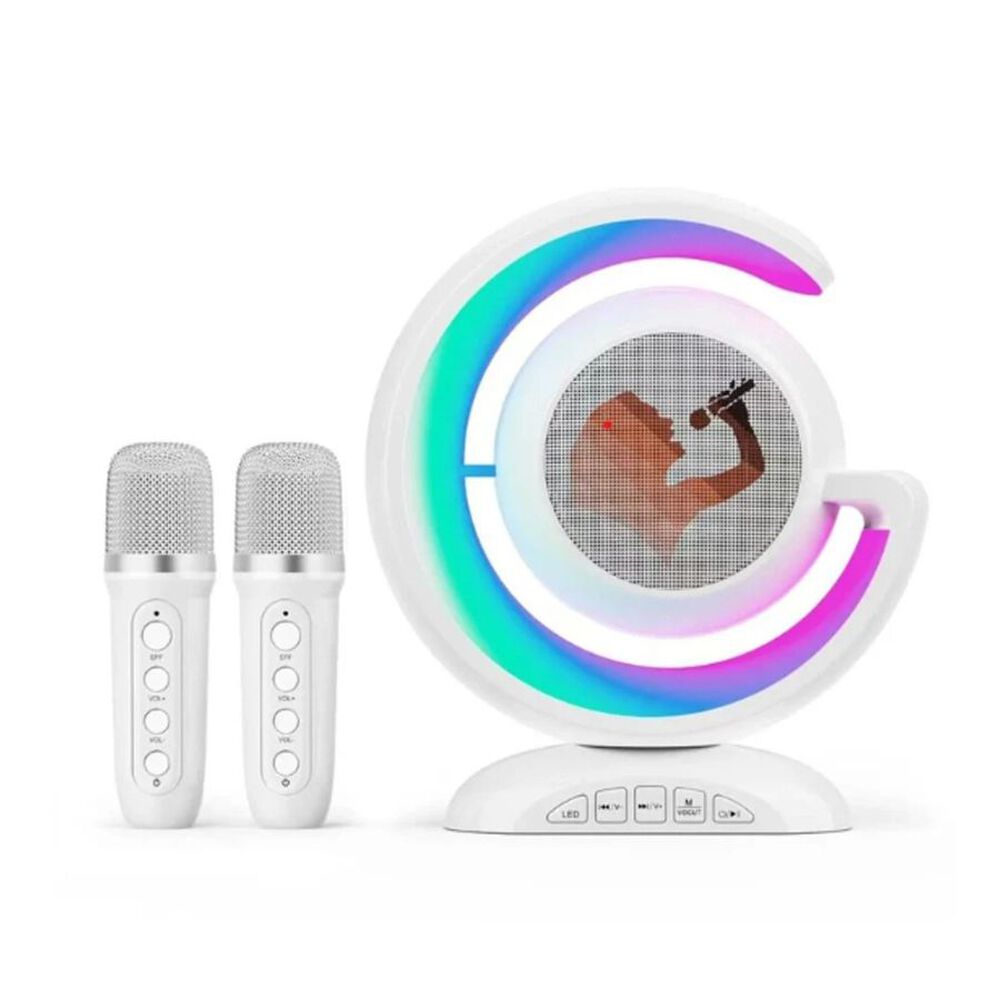 Parlante Karaoke Bluetooth Luz Colorida Micrófono Dual image number 1.0