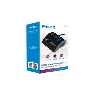 Alargador Zapatilla Con Switch 3 Usb Philco 1,5m Negro
